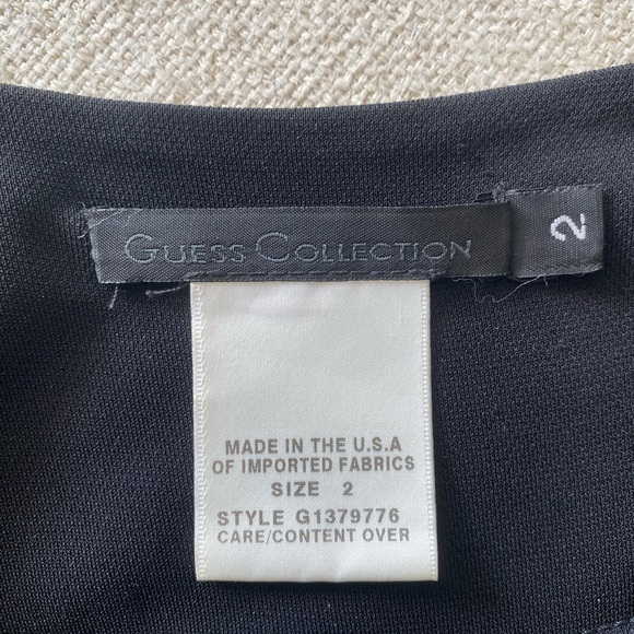 GUESS Black Midi Cocktail Dress with Ruffle Bottom - Picture 4 of 4